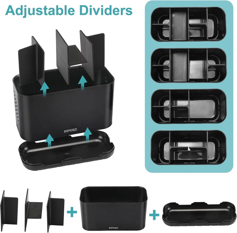 Boperzi Toothbrush Holders for Bathrooms Organizers and Storage, Large Tooth Brush Holders with Drainage, Anti-Slip Electric Toothbrush and Toothpaste Holders Caddy for Shower Kids Family, Black - Image 4